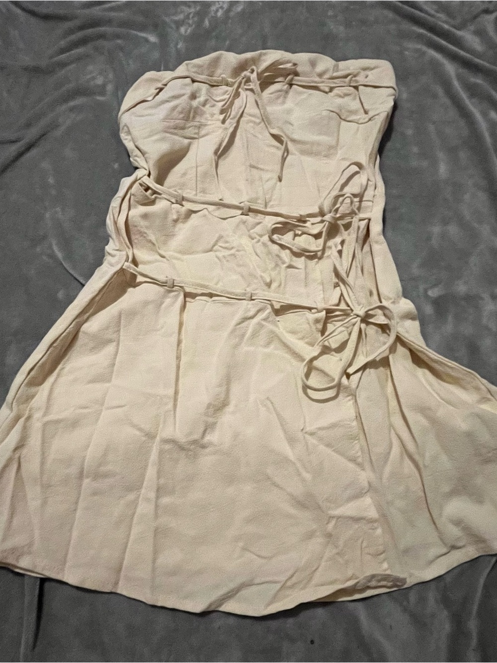 SHEIN Cream Strapless Tie-Detail Sundress